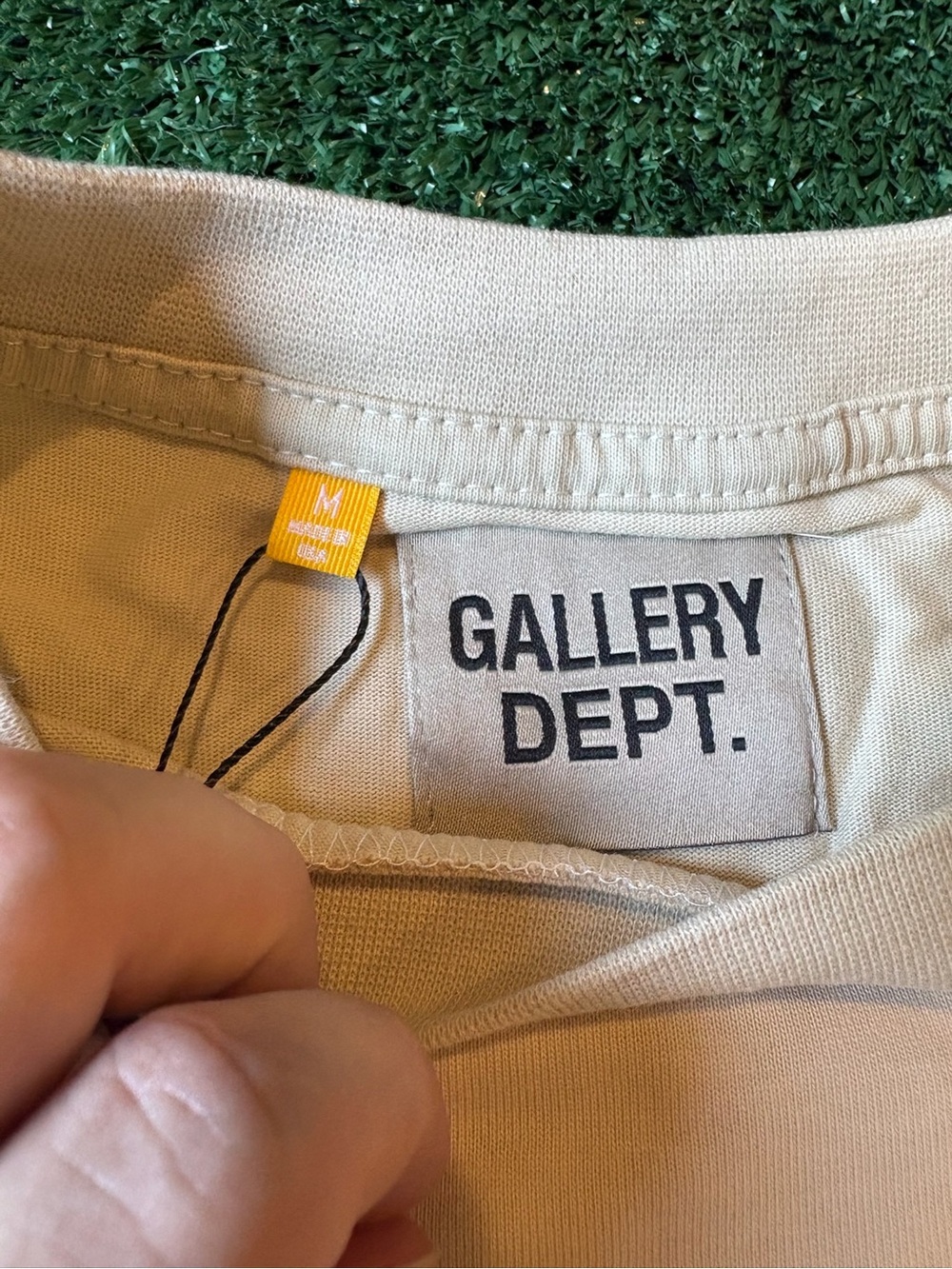 Gallery Dept Cream MIA Graphic Short Sleeve Tee with Multicolor Stripe - Picture 5 of 10